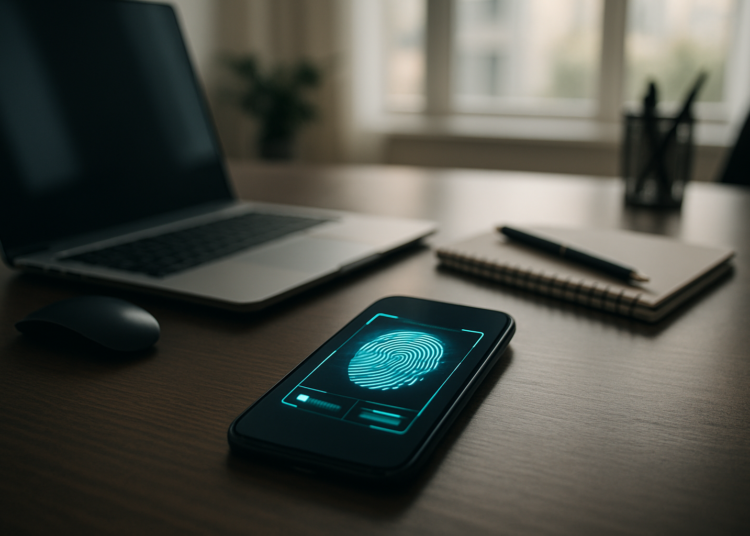 Biometric data on a smartphone representing RGPD compliance