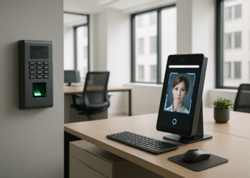 Biometric data devices in a modern office under GDPR regulations
