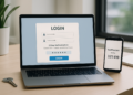 Illustration of double authentication process in modern workspace
