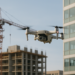 Drone capturing images at a construction site under RGPD regulations
