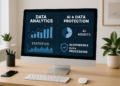 Illustration of AI agency and data protection responsibility in modern workspace