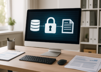 Gestion des données personnelles après le décès dans un bureau moderne.