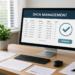 Interface d'un ordinateur sur la gestion des données dans un bureau moderne