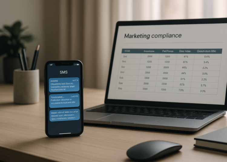 Smartphone and laptop for SMS marketing compliance and regulations