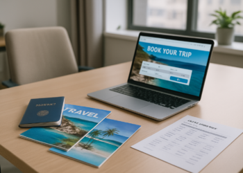 RGPD agence de voyage avec passeport et documents de voyage
