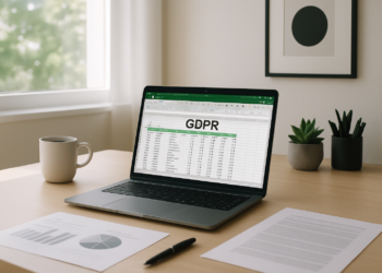 Workspace illustrating GDPR obligations for freelancers with data management tools