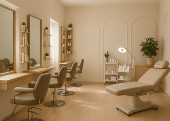 Salon de coiffure avec espace de travail moderne sur la protection des données