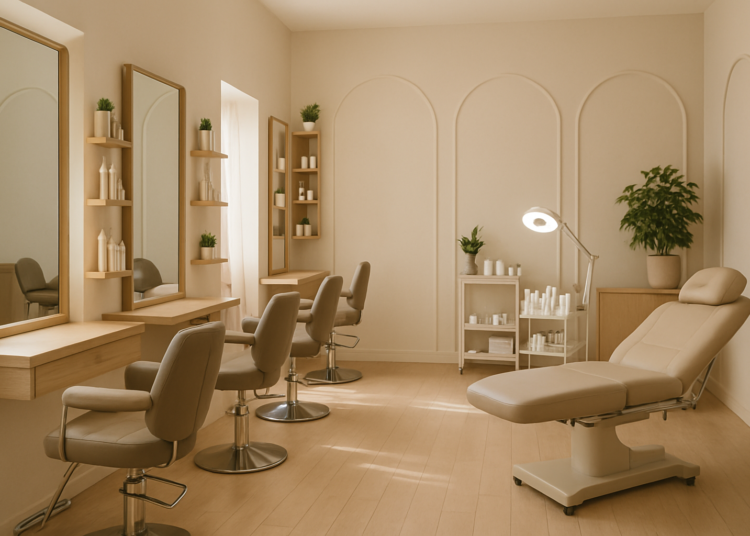 Salon de coiffure avec espace de travail moderne sur la protection des données