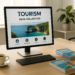RGPD office de tourisme avec des données des visiteurs sur ordinateur