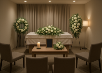 Funeral home interior emphasizing data protection RGPD