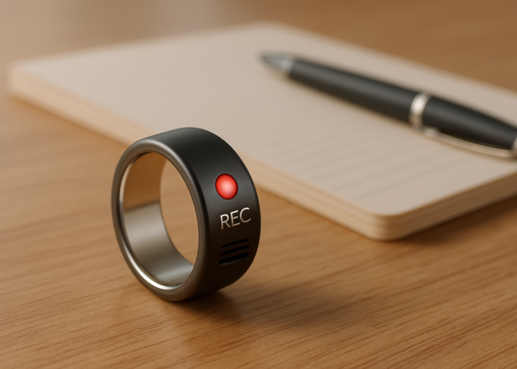 Bague moderne pour enregistrer des réunions sur un bureau élégant