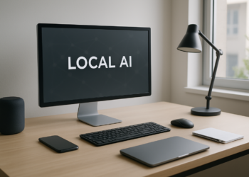 Core de Ghost local AI processing setup in a modern workspace